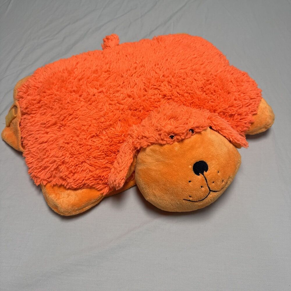 Pillow Pets Orange Neon Neonz Dog 16" Plush Shaggy Puppy 2012